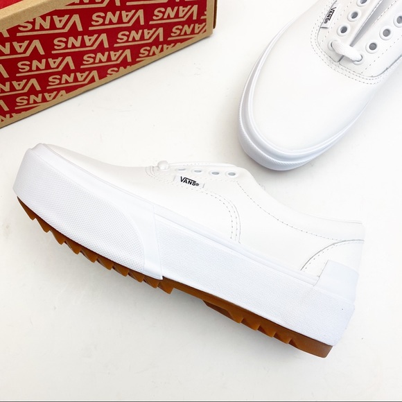 Vans Era Stacked Leather Platform Sneakers: White - Picture 7 of 15
